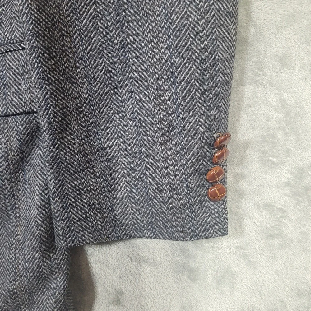Woolrich Blazer Mens 41L Gray Herringbone Wool Sport Coat Jacket Outdoor Classic